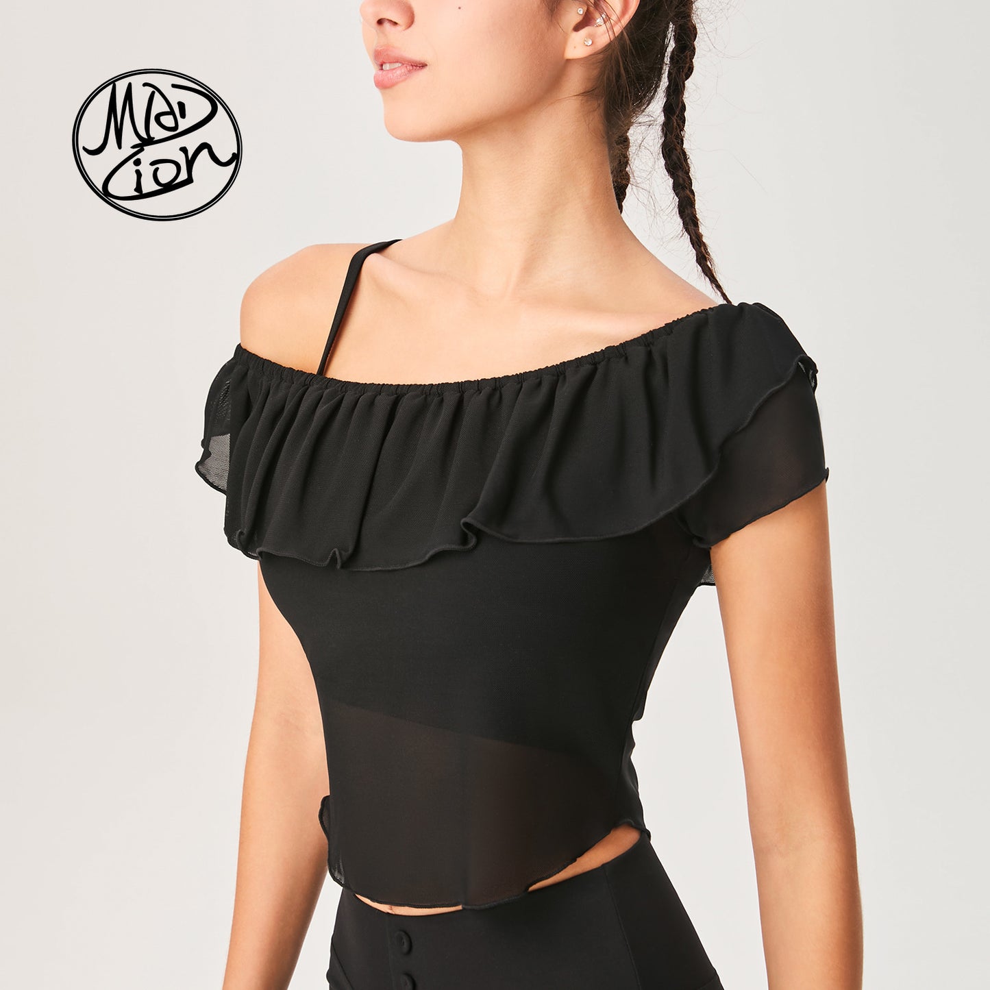 Lamshop's new ice-feeling one-word shoulder sports yoga clothes, tops, fashionable and high-end outdoor Yunda breathable fitness yoga clothes