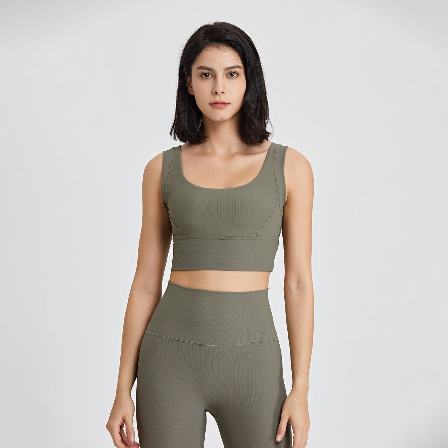 Lamshop European and American high-strength beauty back fitness vest women's running shock-proof sports underwear high elastic gathering nude yoga bra
