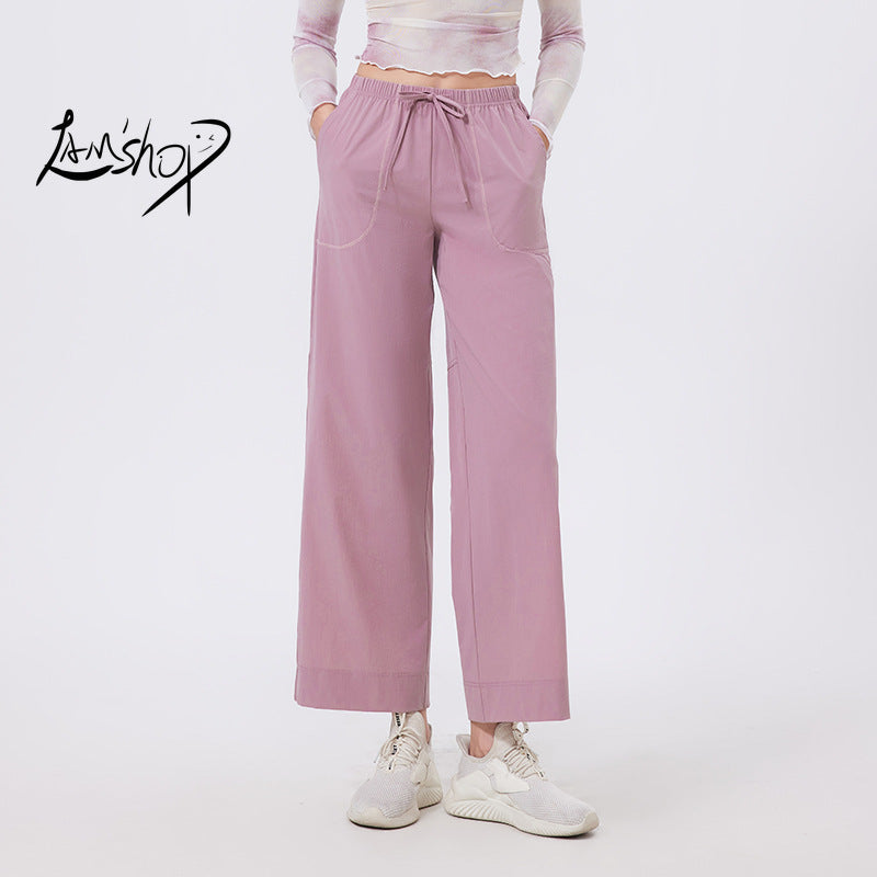 Lamshop running wear casual sweatpants women's loose outdoor mountaineering gym clothes hiking straight slim sweatpants yoga pants