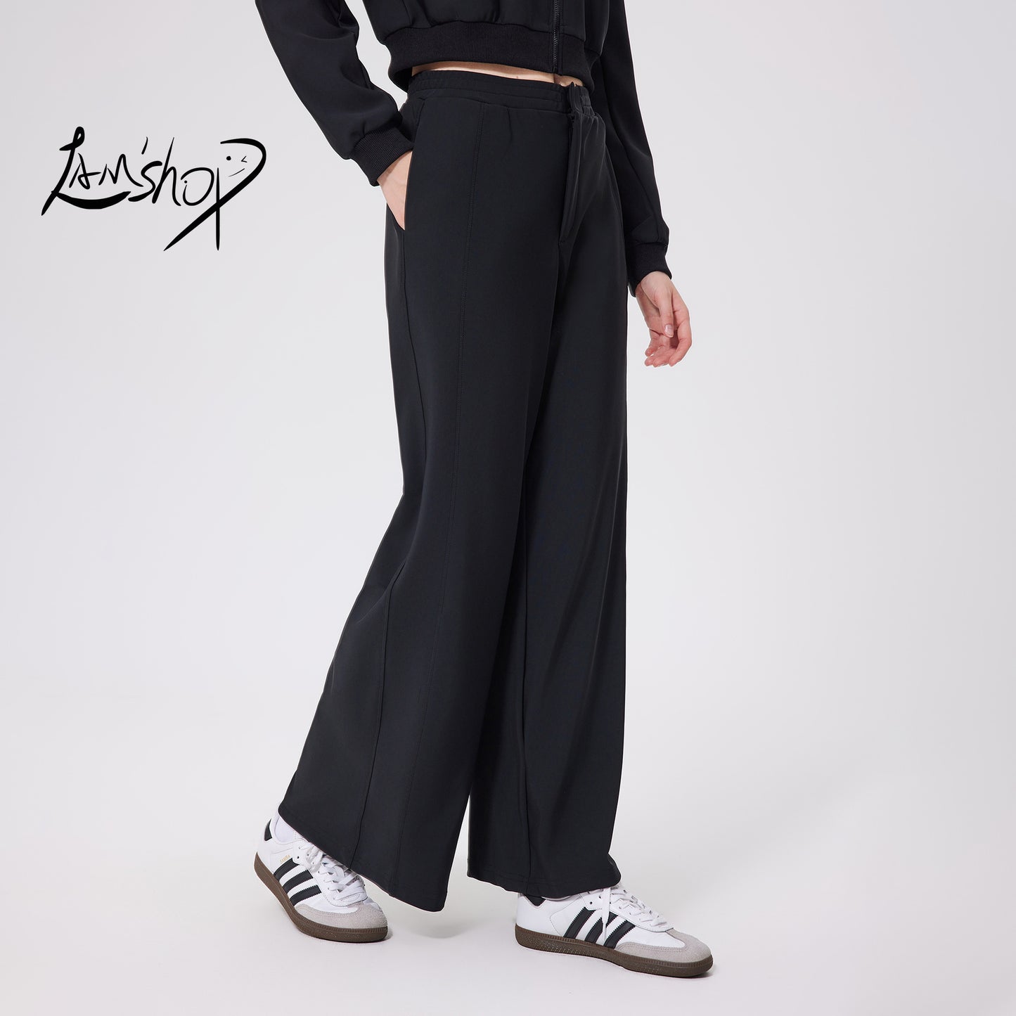 Lamshop autumn and winter lightweight velvet charge outdoor casual trousers windproof fitness sports woven trousers heat storage and warmth