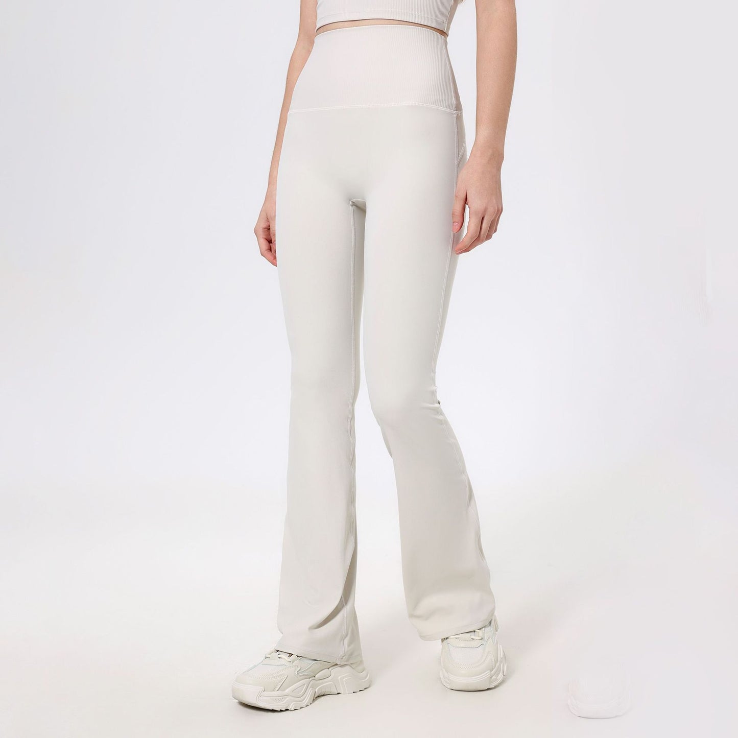 Lamshop Threaded High Waist Peach Hip Lift Yoga Pants Splicing Naked Outside Running Pants Fitness Micro Pants