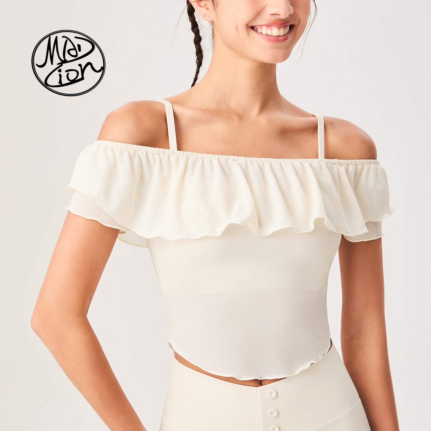 Lamshop's new ice-feeling one-word shoulder sports yoga clothes, tops, fashionable and high-end outdoor Yunda breathable fitness yoga clothes