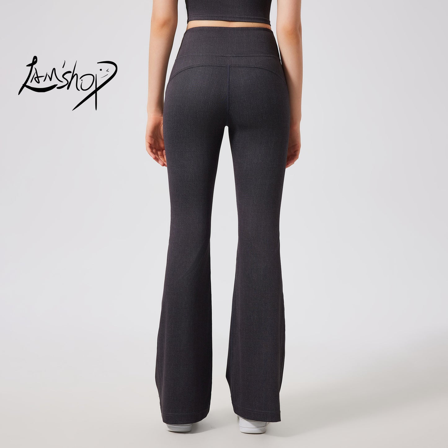 Lamshop nude quick-drying yoga flared pants women's high-waisted hip-lifting and thin sports pants fitness casual wide-leg pants