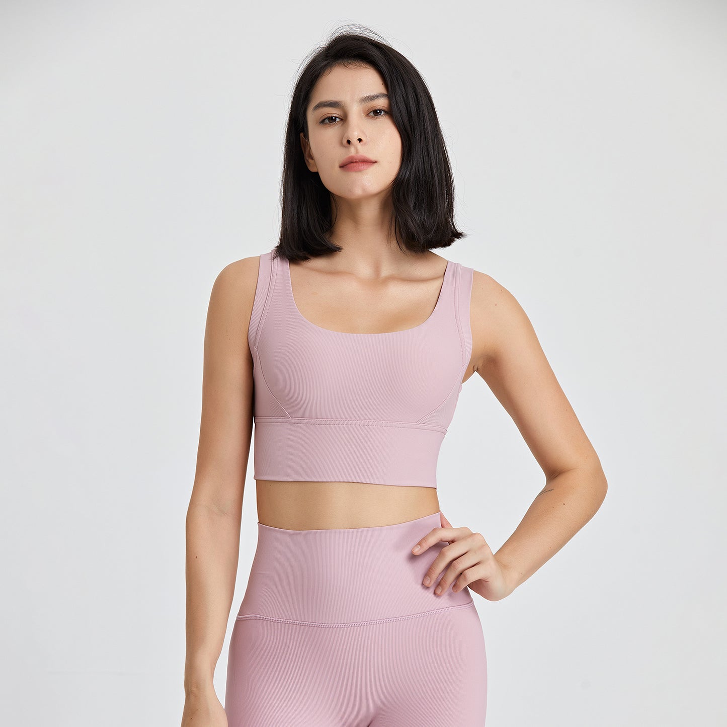 Lamshop European and American high-strength beauty back fitness vest women's running shock-proof sports underwear high elastic gathering nude yoga bra