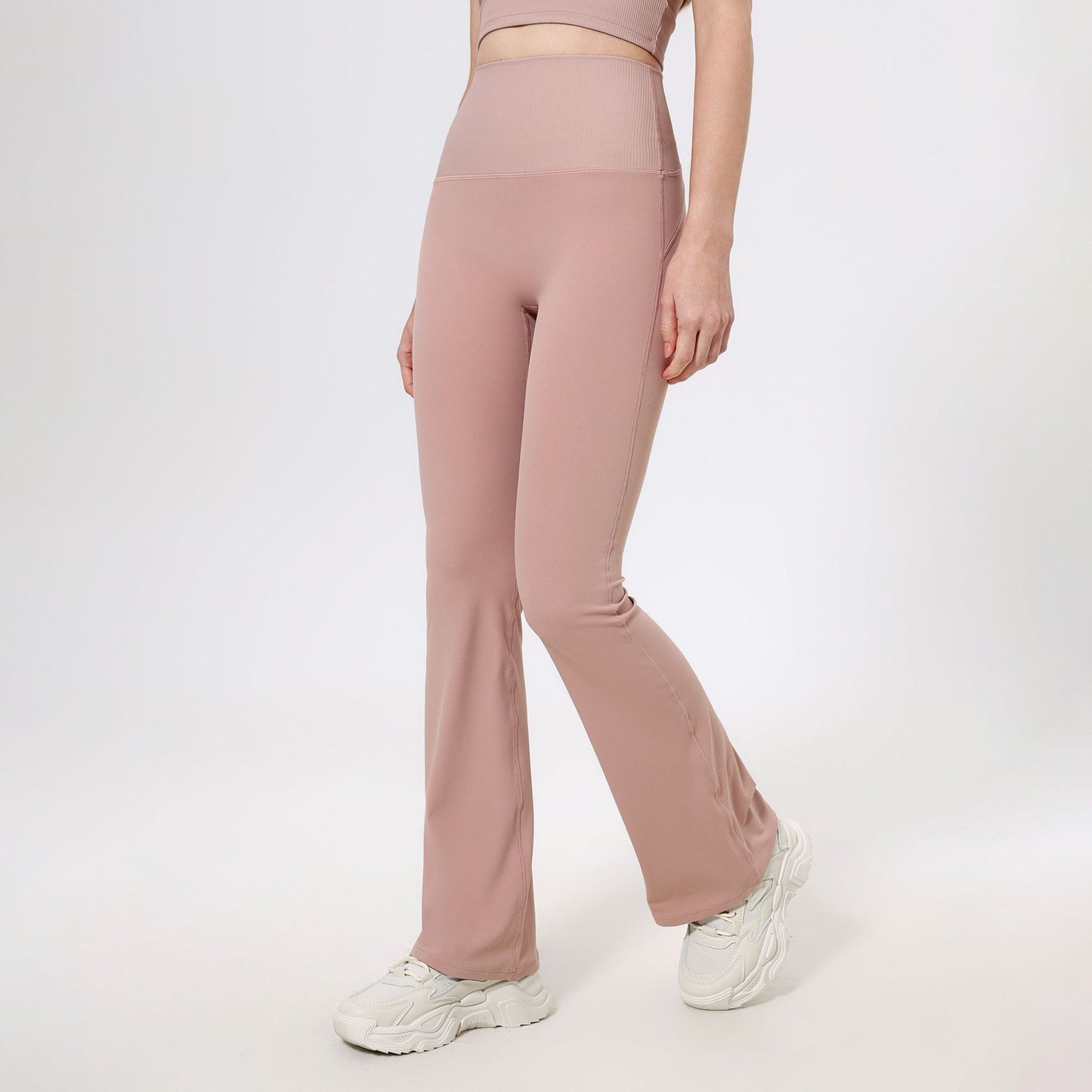 Lamshop Threaded High Waist Peach Hip Lift Yoga Pants Splicing Naked Outside Running Pants Fitness Micro Pants