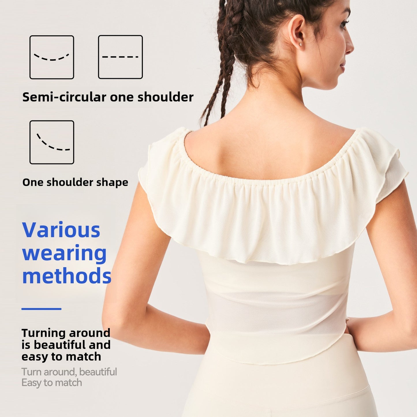 Lamshop's new ice-feeling one-word shoulder sports yoga clothes, tops, fashionable and high-end outdoor Yunda breathable fitness yoga clothes
