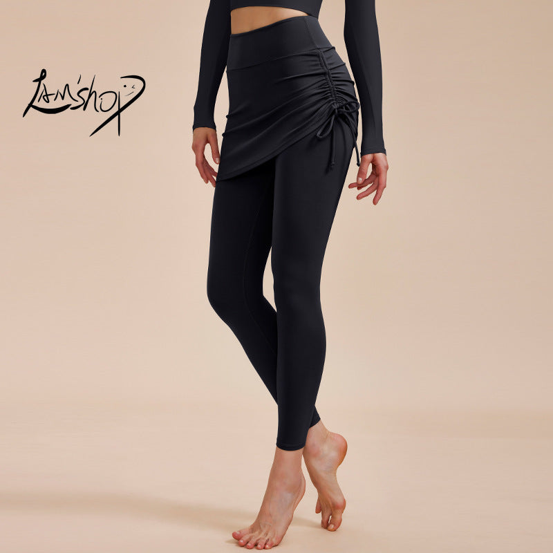 Lamshop yoga trousers, sports culottes, fitness pants, women's high waist tight elastic hip lift, daily yoga pants, quick-drying new models