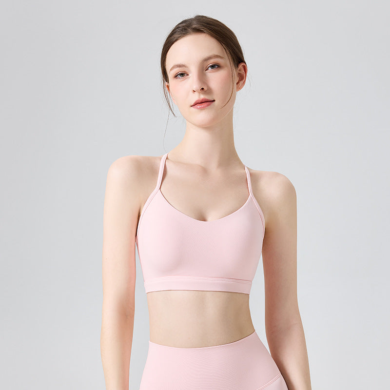 Mad lion n66 lycra nude yoga tank top women's one-piece shockproof sports bra adjustable back support