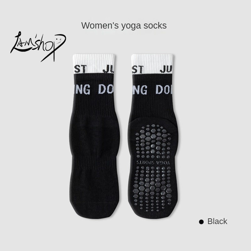 lamshop Yoga Socks Women's Silicone Non-Slip Sports Non-Slip Socks Pure Cotton Socks Women's Socks for Running Indoor Trampoline Room Socks