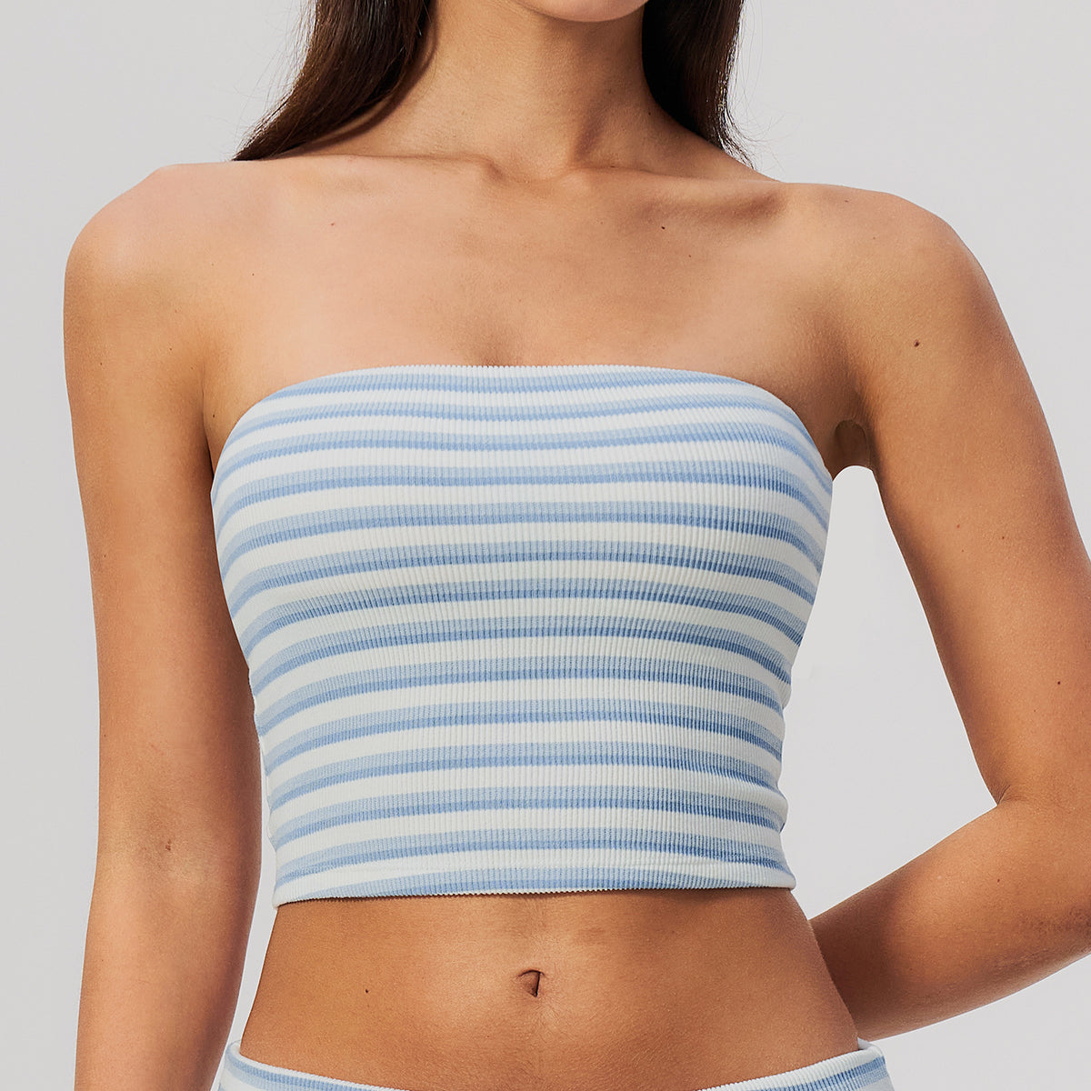 Mad lion 2026new arrival double-sided velvet yoga wear tube topstripes sleeveless off-shoulder tight slimming lookshort sports vest