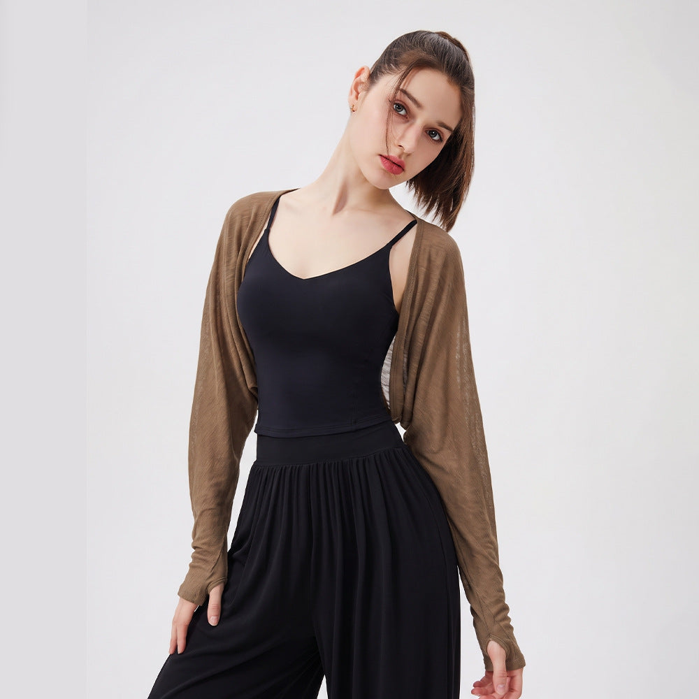 Mad lion [two-piece tops set] bamboo silk yoga tops women's loose breathable yoga tops long sleeves casual sports fitness [blouse + sports intimates]