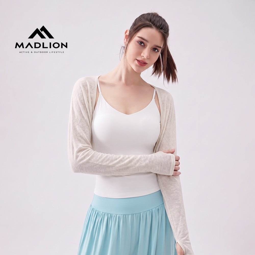 Mad lion [two-piece tops set] bamboo silk yoga tops women's loose breathable yoga tops long sleeves casual sports fitness [blouse + sports intimates]