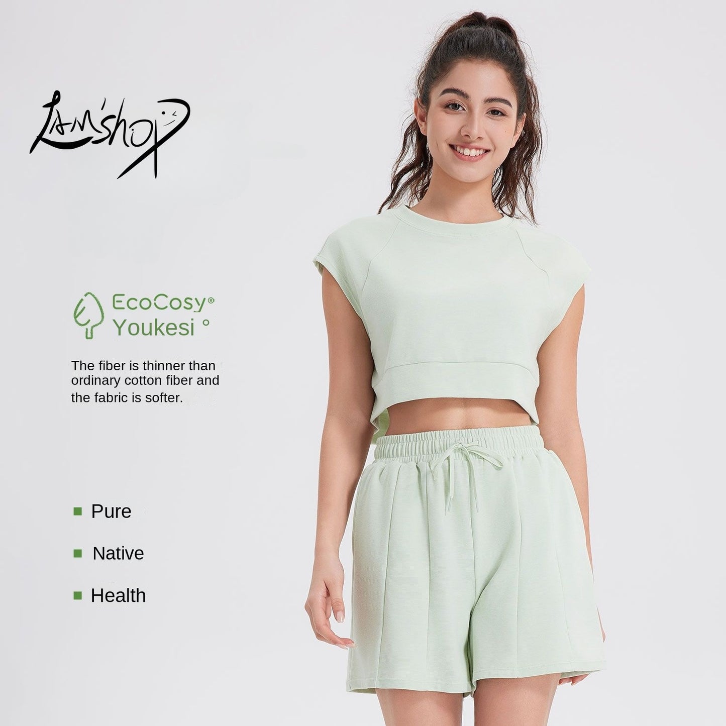 Lamshop Spring New Yoga Clothes Sports Short-Sleeved Blouse Running Leisure Shorts Fashion Sports Set Women's Two-Piece Suit