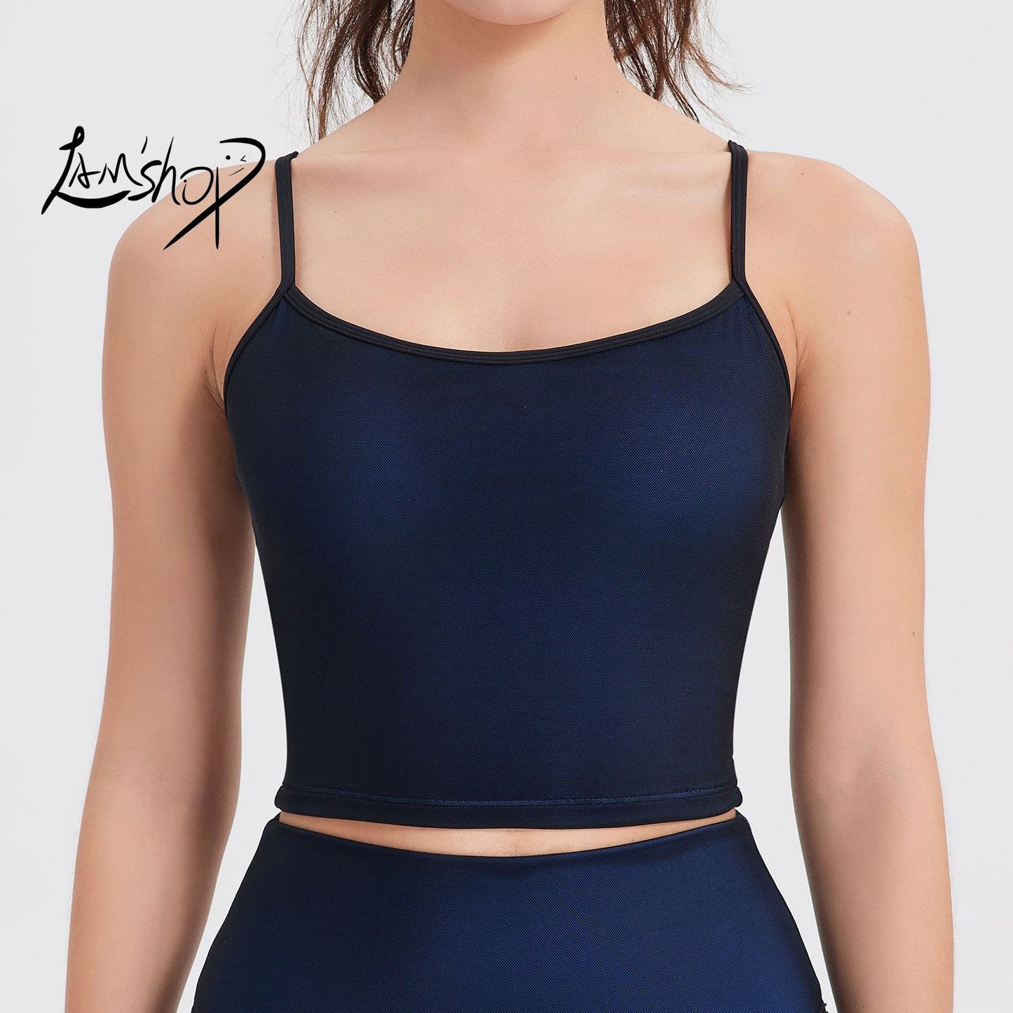 Lamshop Thin Strap Beauty Back Exercise Vest Women's Mesh Outer Wear Fitness Yoga Underwear Comfortable Pilates Workout Bra Amoi