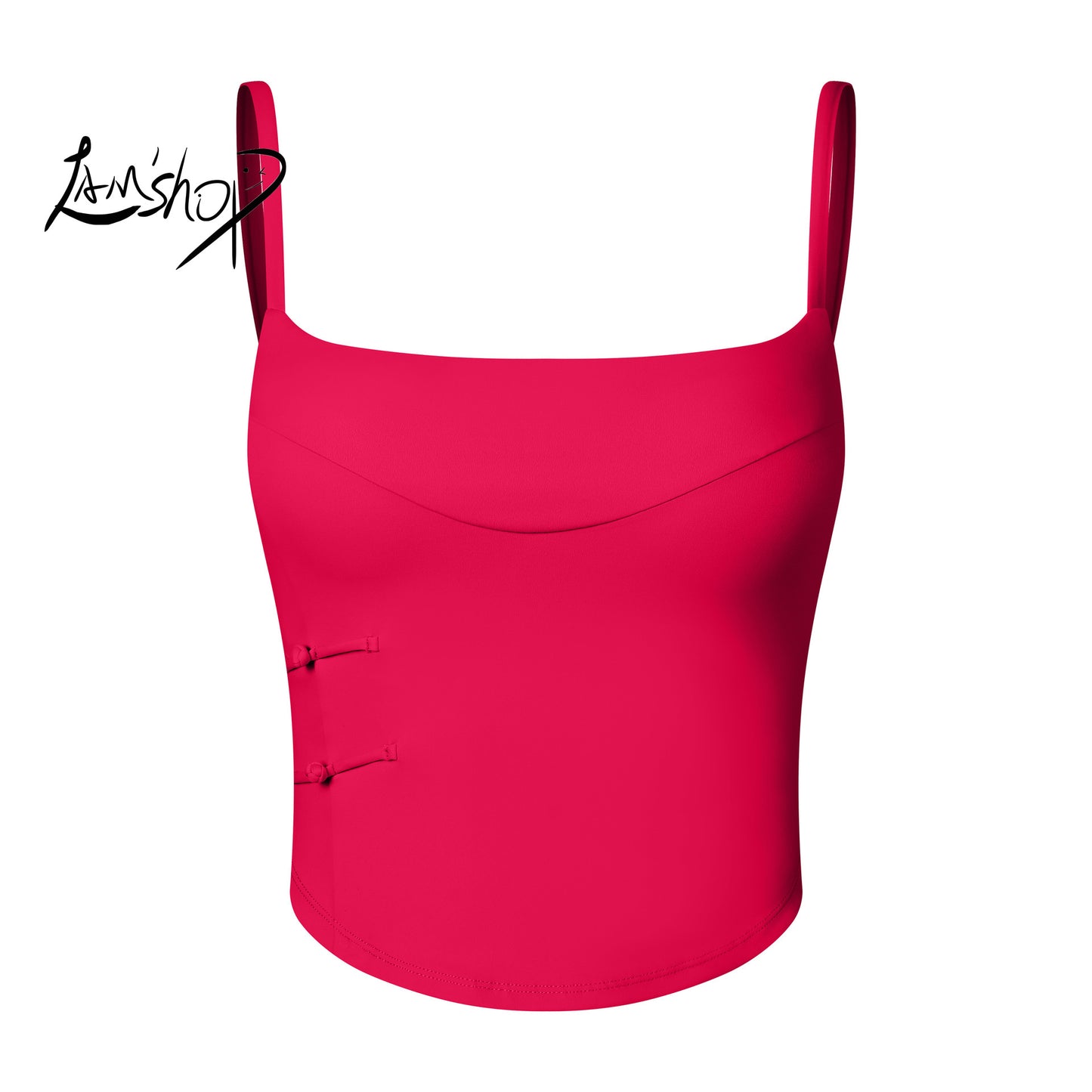 Lamshop National Style Sexy Sports Outerwear Strap Women's Quick-Drying Beauty Back Fixed Cup Shockproof Yoga Bra Slim Fit Fitness Top