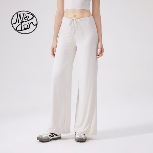 Lamshop cool wide-leg sports trousers antibacterial loose and thin down sports trousers outdoor running yoga trousers straight-leg trousers
