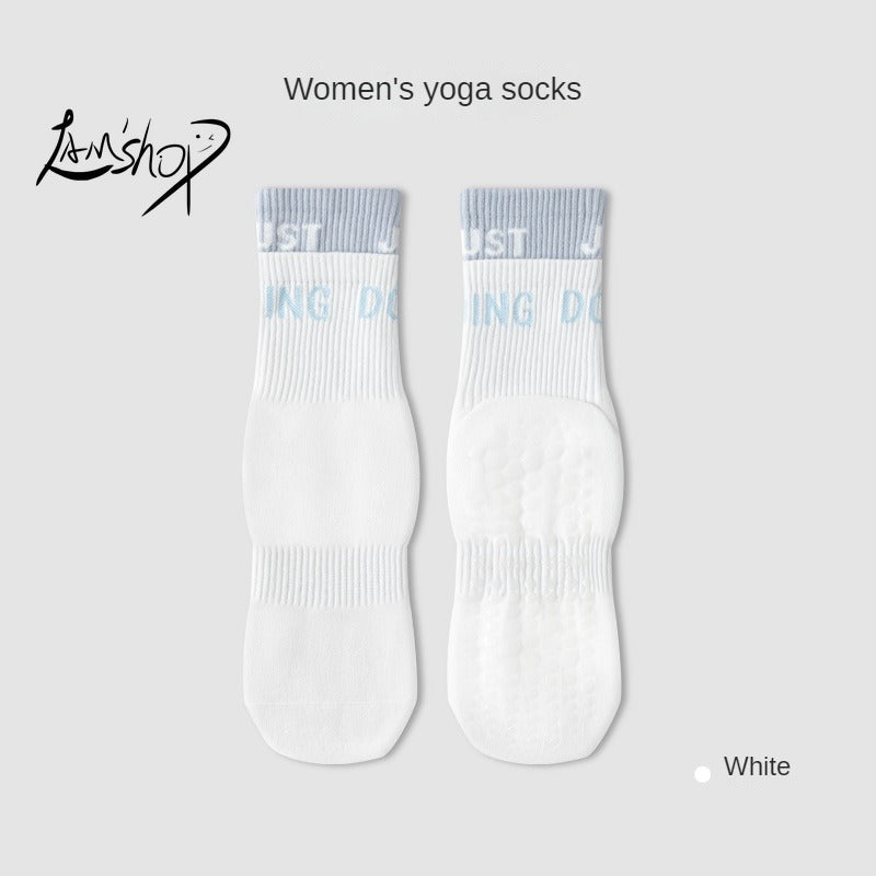 lamshop Yoga Socks Women's Silicone Non-Slip Sports Non-Slip Socks Pure Cotton Socks Women's Socks for Running Indoor Trampoline Room Socks