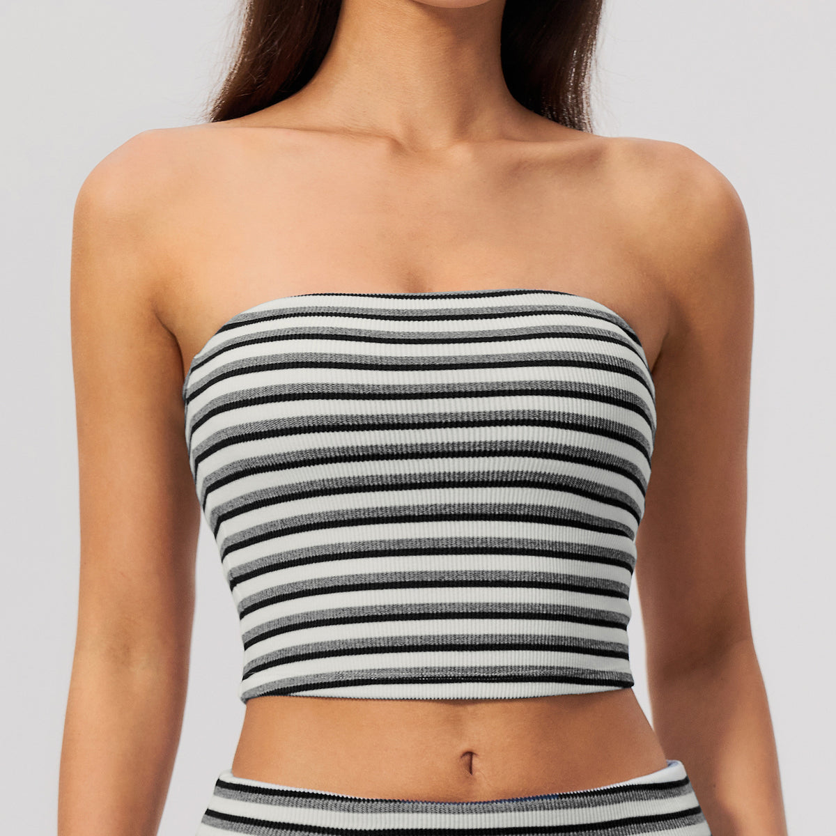 Mad lion 2026new arrival double-sided velvet yoga wear tube topstripes sleeveless off-shoulder tight slimming lookshort sports vest