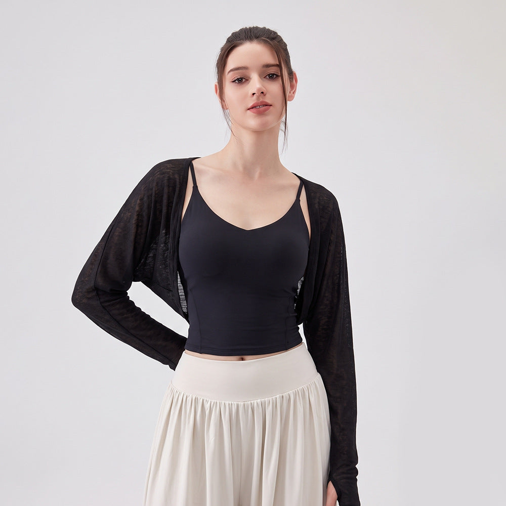 Mad lion [two-piece tops set] bamboo silk yoga tops women's loose breathable yoga tops long sleeves casual sports fitness [blouse + sports intimates]