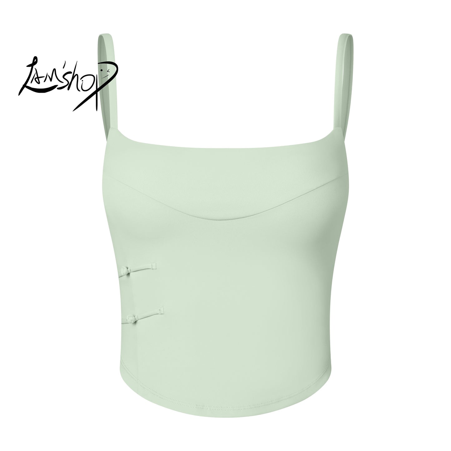 Lamshop National Style Sexy Sports Outerwear Strap Women's Quick-Drying Beauty Back Fixed Cup Shockproof Yoga Bra Slim Fit Fitness Top