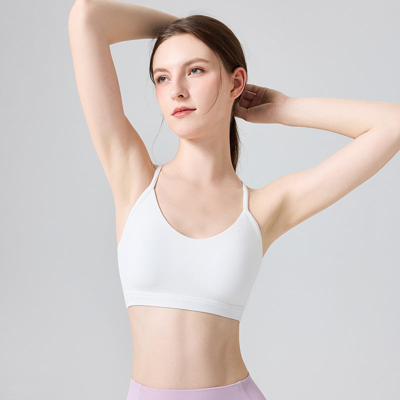 Mad lion n66 lycra nude yoga tank top women's one-piece shockproof sports bra adjustable back support