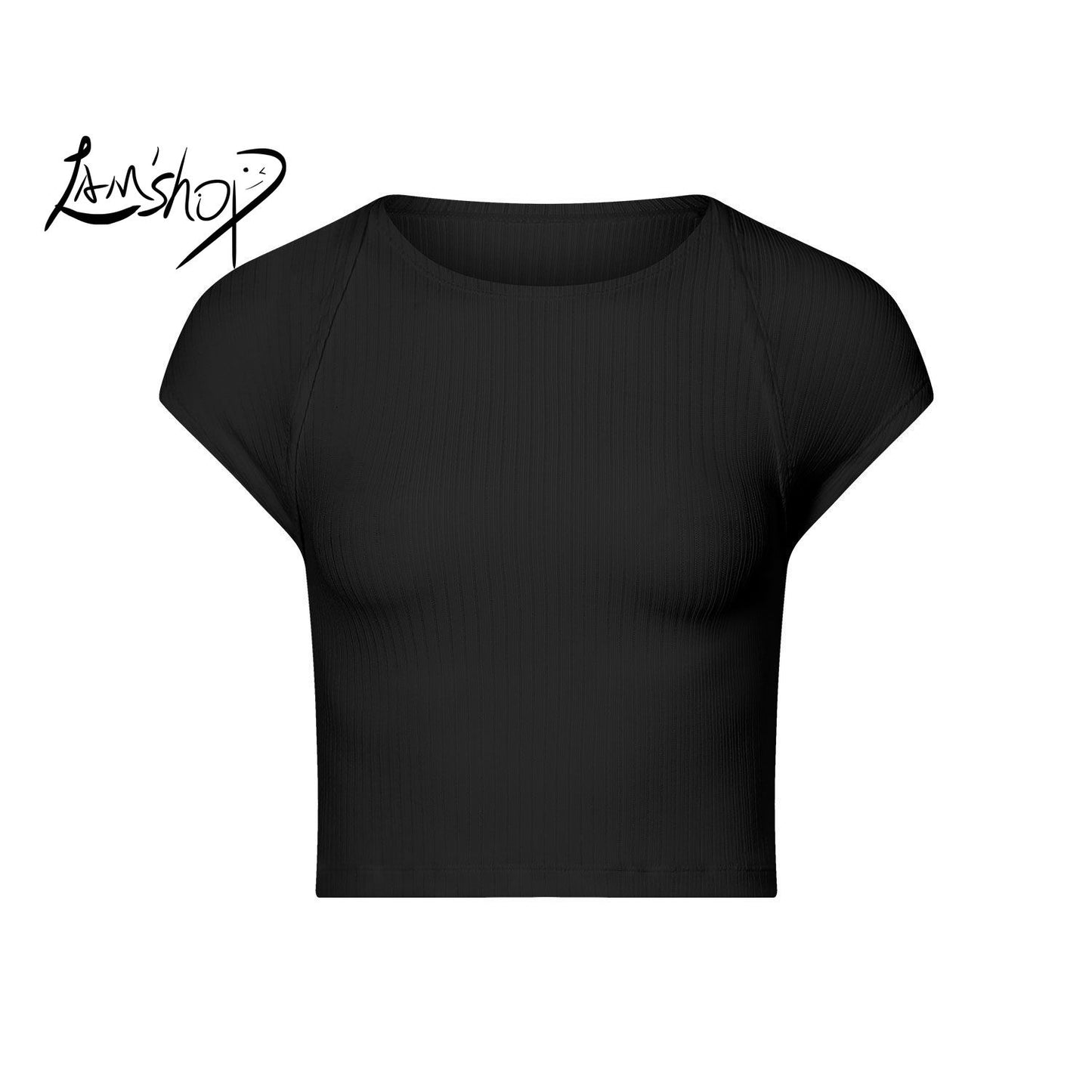 Lamshop Spring Summer Slimming Quick-Drying Exercise Top Tencel Gym Running Short Sleeve Breathable T-shirt Women's Yoga Clothes