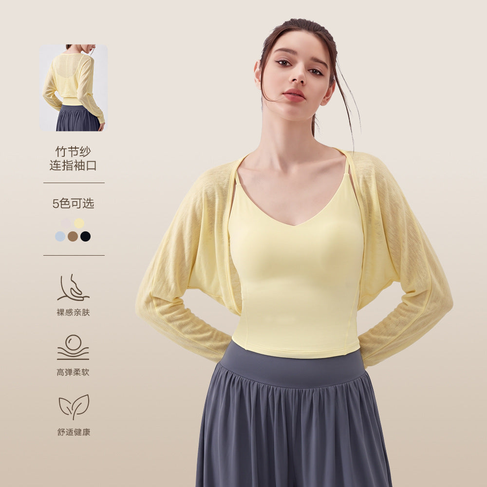 Mad lion [two-piece tops set] bamboo silk yoga tops women's loose breathable yoga tops long sleeves casual sports fitness [blouse + sports intimates]