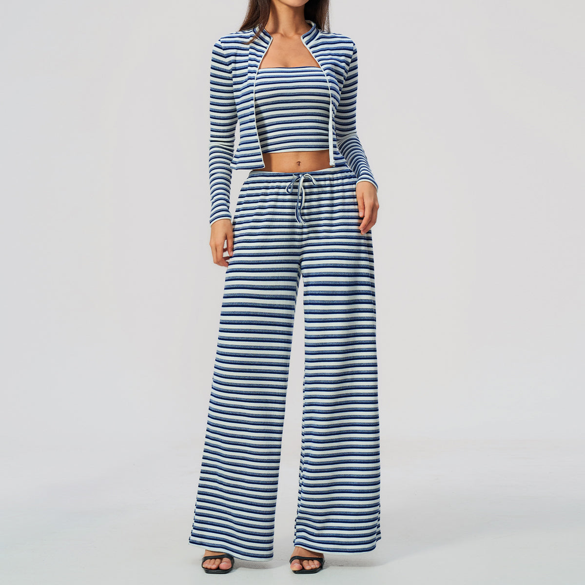 Mad lion new yoga outfit set - striped running workout fitness apparel - comfortable & breathable activewear 3-piece set
