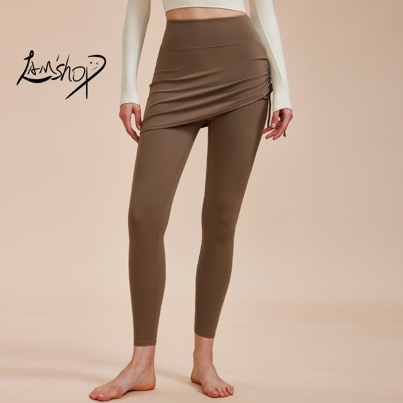 Lamshop yoga trousers, sports culottes, fitness pants, women's high waist tight elastic hip lift, daily yoga pants, quick-drying new models