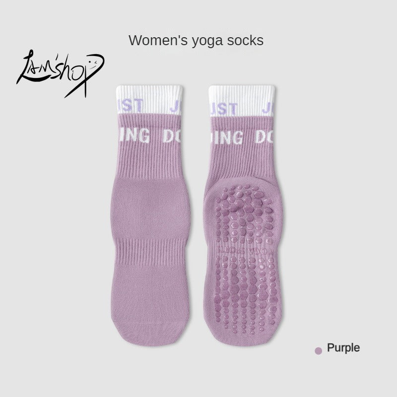 lamshop Yoga Socks Women's Silicone Non-Slip Sports Non-Slip Socks Pure Cotton Socks Women's Socks for Running Indoor Trampoline Room Socks