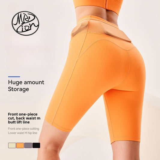 Lamshop summer peach yoga pants tight sports shorts high waist hip lift fitness pants no embarrassment line breathable quick drying