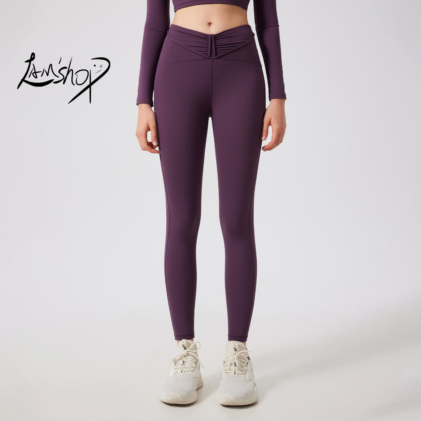 Lamshop high waist peach hip lift nude yoga pants women's seamless sports quick-drying leggings wear running fitness pants