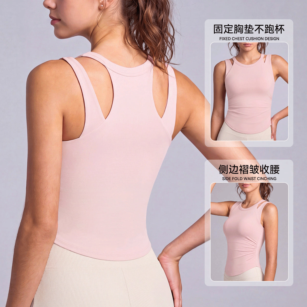 MAD LION Shockproof yoga tank top for women - wearable as outerwear, with built-in bra pads, slimming design, high-impact support, beautiful back, running sports top