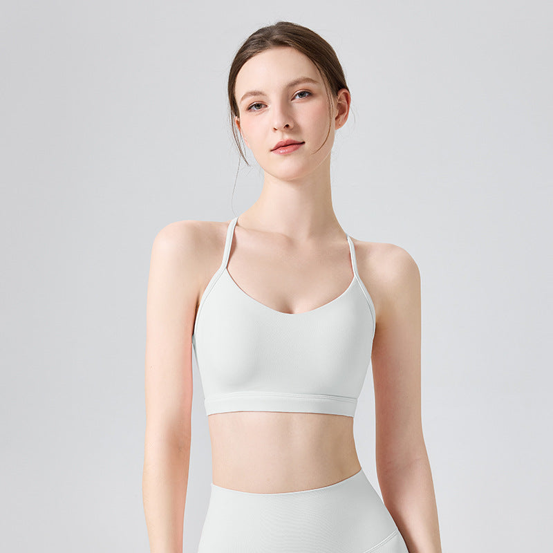 Mad lion n66 lycra nude yoga tank top women's one-piece shockproof sports bra adjustable back support