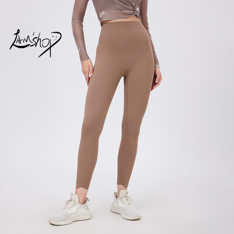 Lamshop petal yoga pants cycling pants quick-drying women's nude fitness pants high waist belly leggings wear running sweatpants