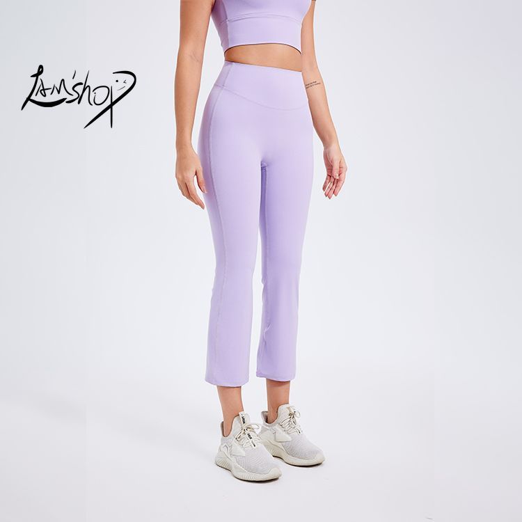 Lamshop Summer Women's High Waist Pencil Pants Slimming Smoke Tube Cropped Pants Slim Fit Yoga Pants Women's Hip Lifting Running Workout Pants Fitness