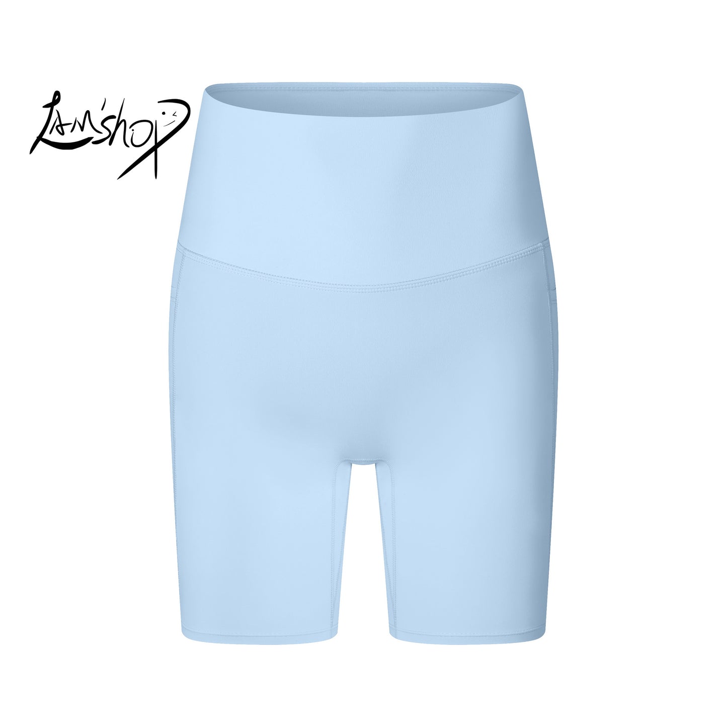 Lamshop Three-Half Yoga Shorts Women's Summer Wear-Free Underwear Thin Cycling Sports Pants High Waist Hip Lift High-Grade Fitness Pants