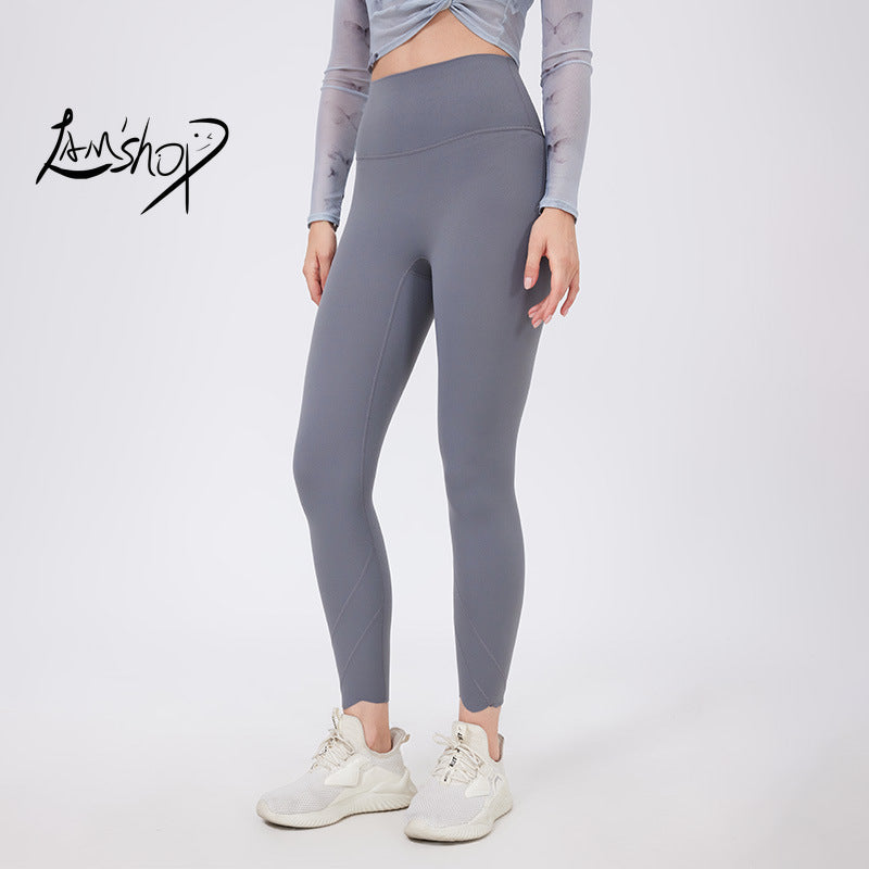 Lamshop petal yoga pants cycling pants quick-drying women's nude fitness pants high waist belly leggings wear running sweatpants