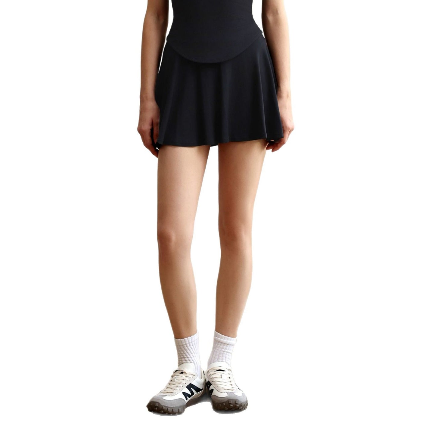 Lamshop high waist running sports skirt women's fake two anti-light badminton tennis skirt fitness pants yoga skirt