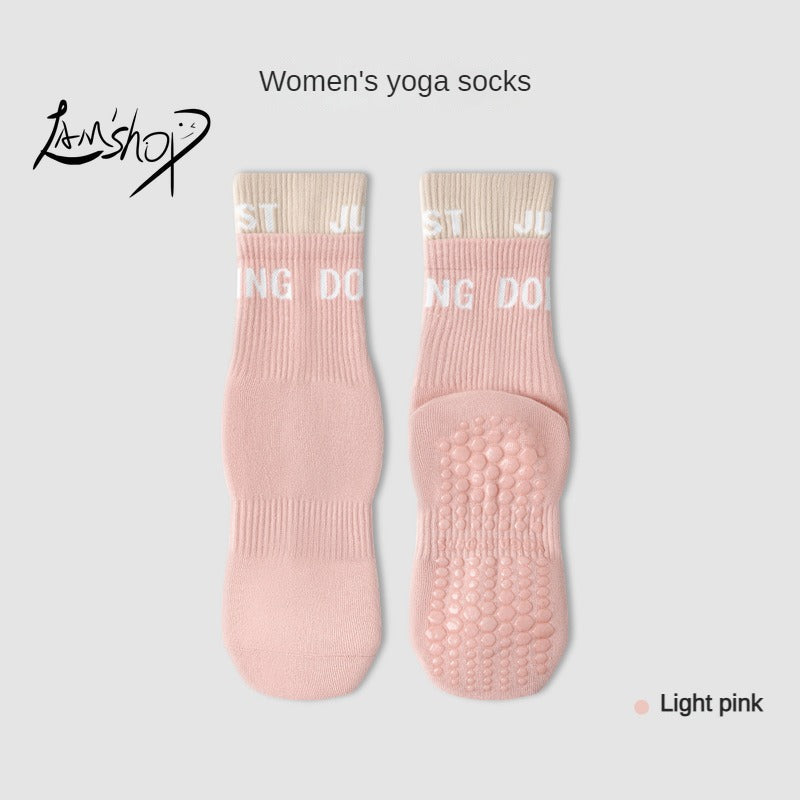 lamshop Yoga Socks Women's Silicone Non-Slip Sports Non-Slip Socks Pure Cotton Socks Women's Socks for Running Indoor Trampoline Room Socks