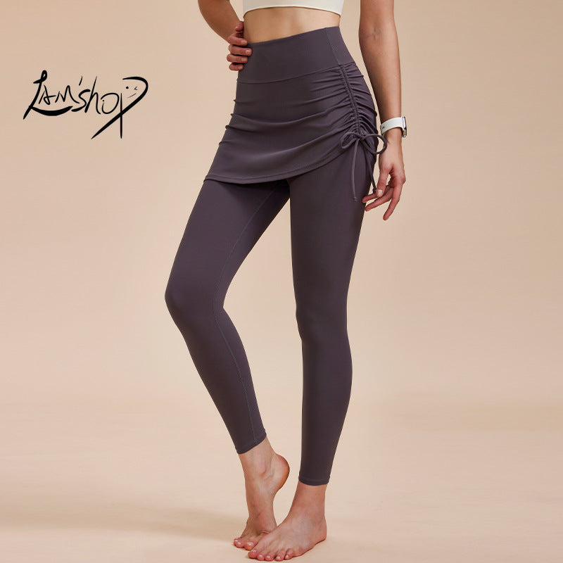 Lamshop yoga trousers, sports culottes, fitness pants, women's high waist tight elastic hip lift, daily yoga pants, quick-drying new models