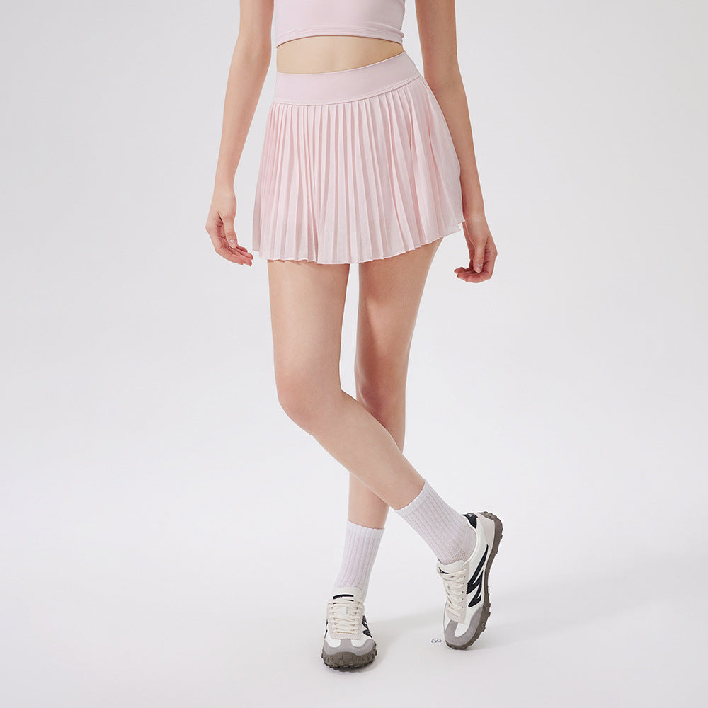 MAD LION Summer Elastic High Waist Skinny Yoga Skirt Lined with Pocket Tennis Skirt Casual Pleated Skirt
