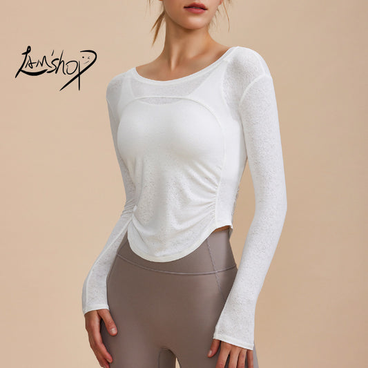 Winter New One-Piece Two-Way Yoga Clothes Long-Sleeved Top Hollow Thin Waist-Slimming Sports Running Fitness Clothes Women