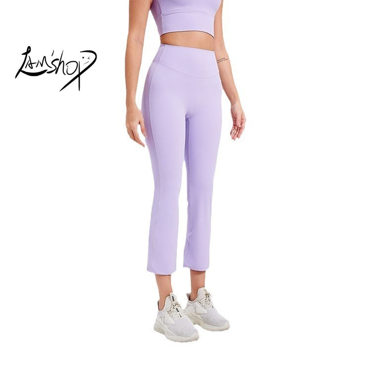 Lamshop Summer Women's High Waist Pencil Pants Slimming Smoke Tube Cropped Pants Slim Fit Yoga Pants Women's Hip Lifting Running Workout Pants Fitness