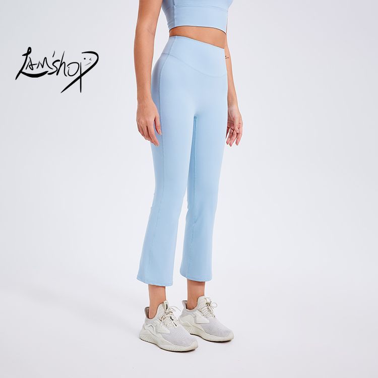 Lamshop Summer Women's High Waist Pencil Pants Slimming Smoke Tube Cropped Pants Slim Fit Yoga Pants Women's Hip Lifting Running Workout Pants Fitness