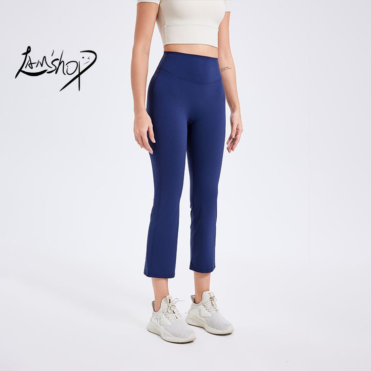 Lamshop Summer Women's High Waist Pencil Pants Slimming Smoke Tube Cropped Pants Slim Fit Yoga Pants Women's Hip Lifting Running Workout Pants Fitness