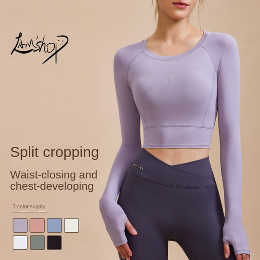 Lamshop Autumn New Sports Long-Sleeved Top Women's Sexy Tight Thin Yoga Wear Quick-Drying T-shirt Running Fitness Clothes