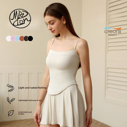 Lamshop Strap Beauty Back Sports Vest Women's Double Layer Outside Fitness Yoga Underwear Comfortable Pilates Fitness Bra Spring Summer