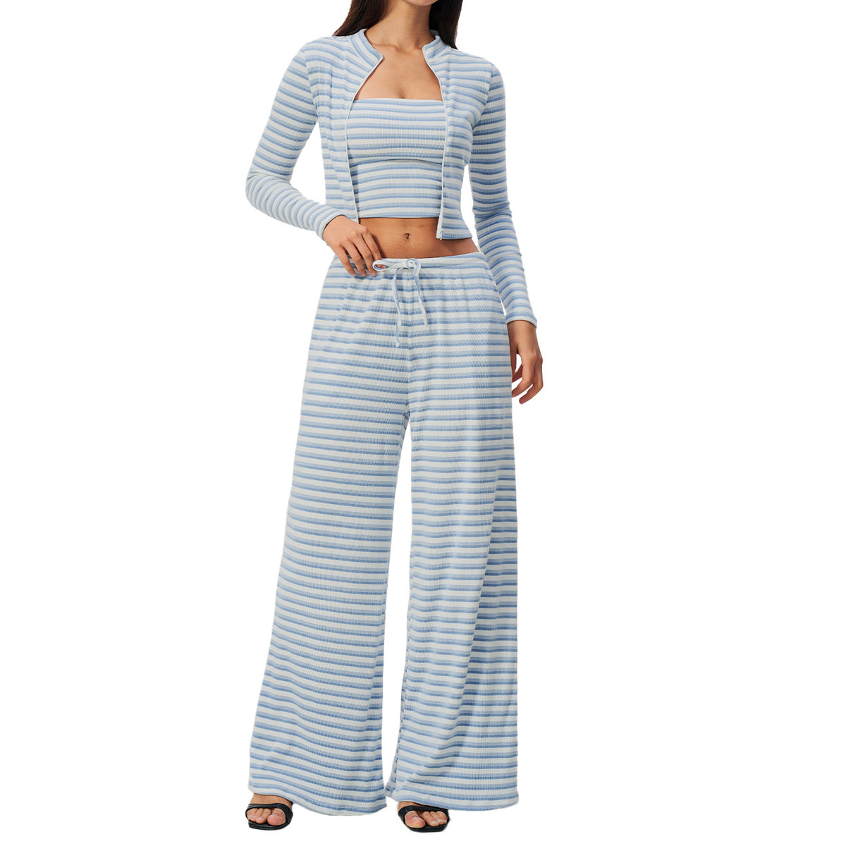 Mad lion new yoga outfit set - striped running workout fitness apparel - comfortable & breathable activewear 3-piece set