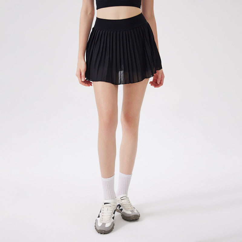 MAD LION Summer Elastic High Waist Skinny Yoga Skirt Lined with Pocket Tennis Skirt Casual Pleated Skirt